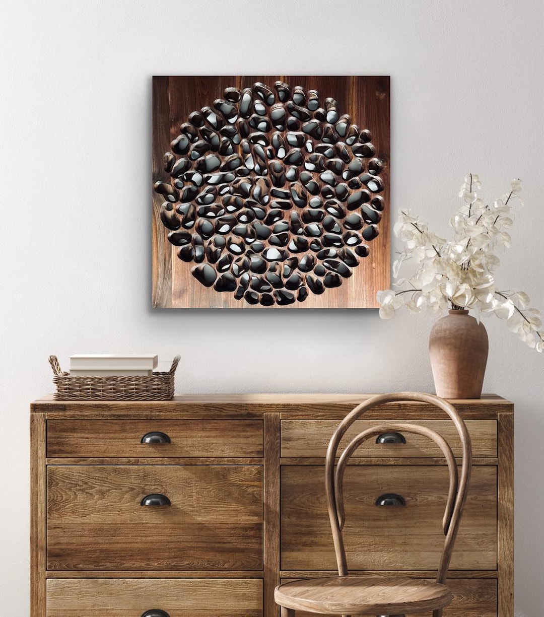 Hand-carved Walnut Wall Art Panel – Organic 3D Sculpture, Modern Wood ...