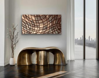 Large size Hand Sculpted Walnut Wood Wave Wall Art: Large Modern Wood Sculpture