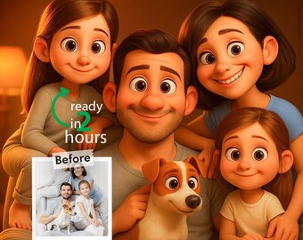 Pixar Style Portrait | Custom Cartoon 3D Art (Digital File)