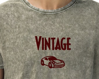 Vintage-Auto-Shirt, besticktes Jeans-T-Shirt