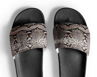 Snakeskin Sandals, Faux Leather Women's slides, animal print Boa Constrictor, Python gift for women