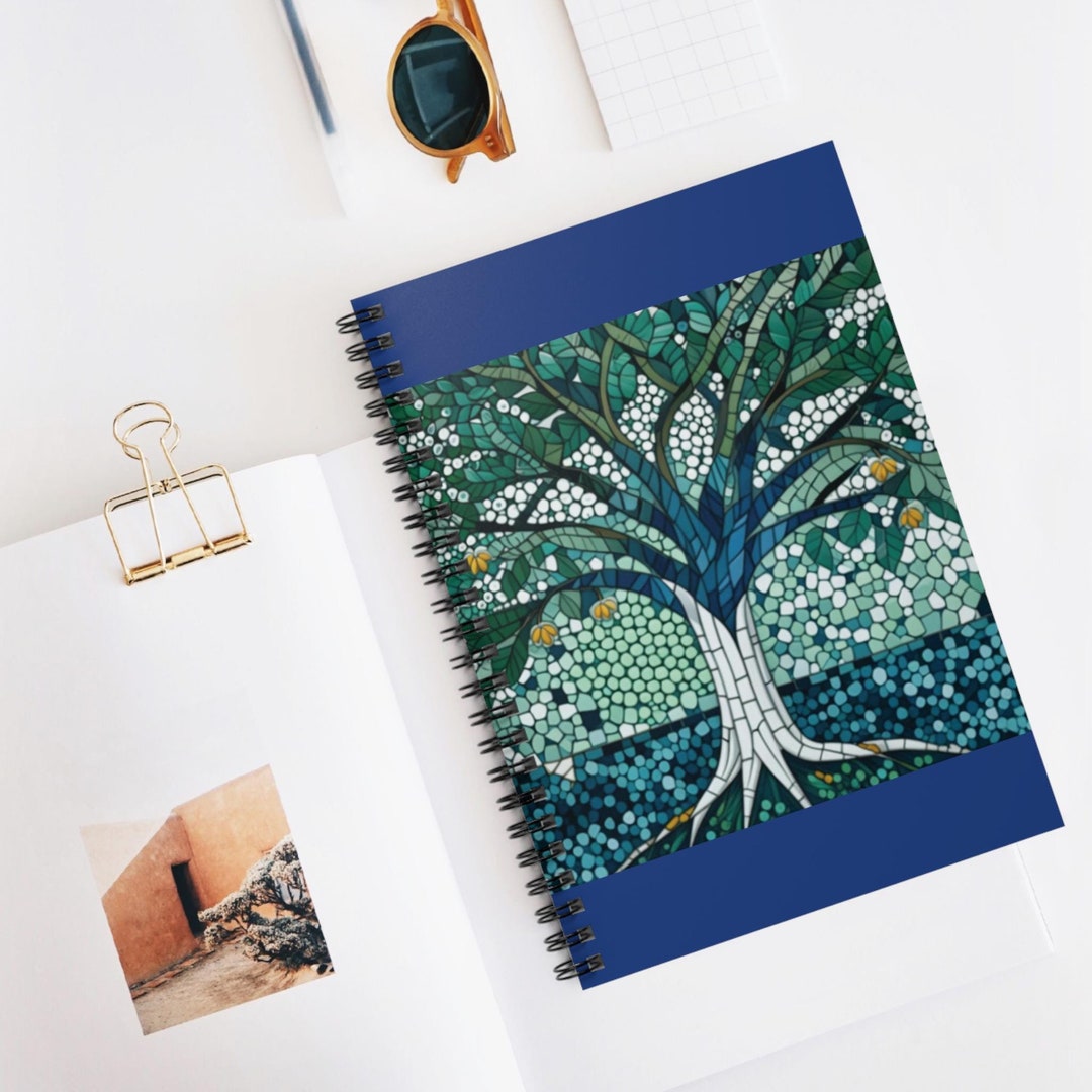 Tree of Life Spiral Notebook - Ruled Line, Stained Glass Art, Big Tree ...