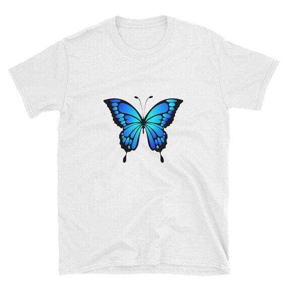 Blue Butterfly shirt Blue Butterfly TShirt Butterfly Art Etsy