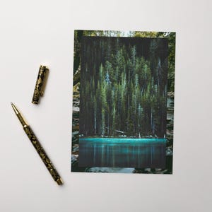 Northwest Forest Tree Greeting card, Manly Man Card, Blank Card, Forest River Card, Card for Him, Nature Lover Card