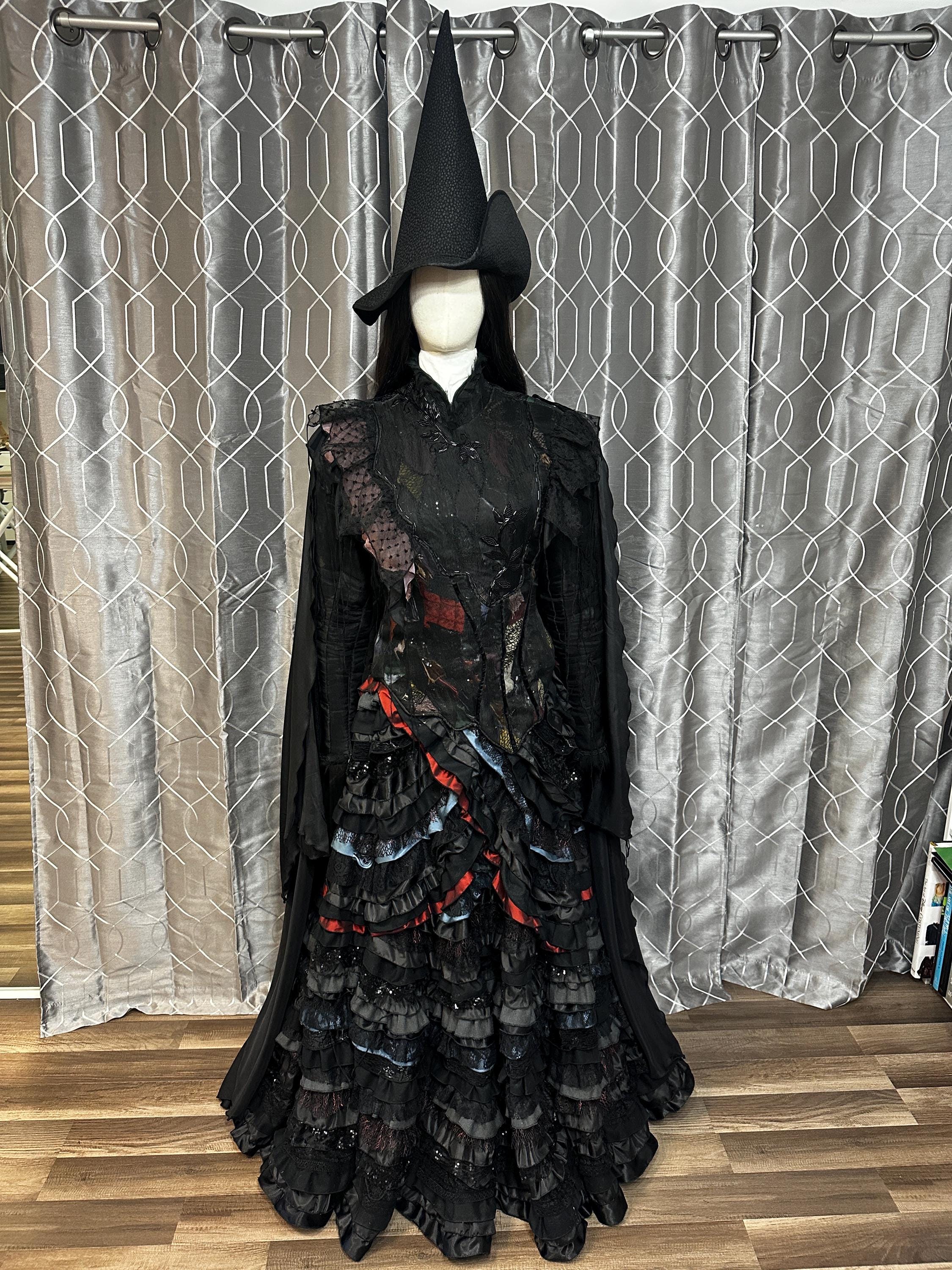 black elphaba dress Wicked (2024) Elphaba Black Long Sleeves Dress Witch Outfits Halloween –  Coshduk