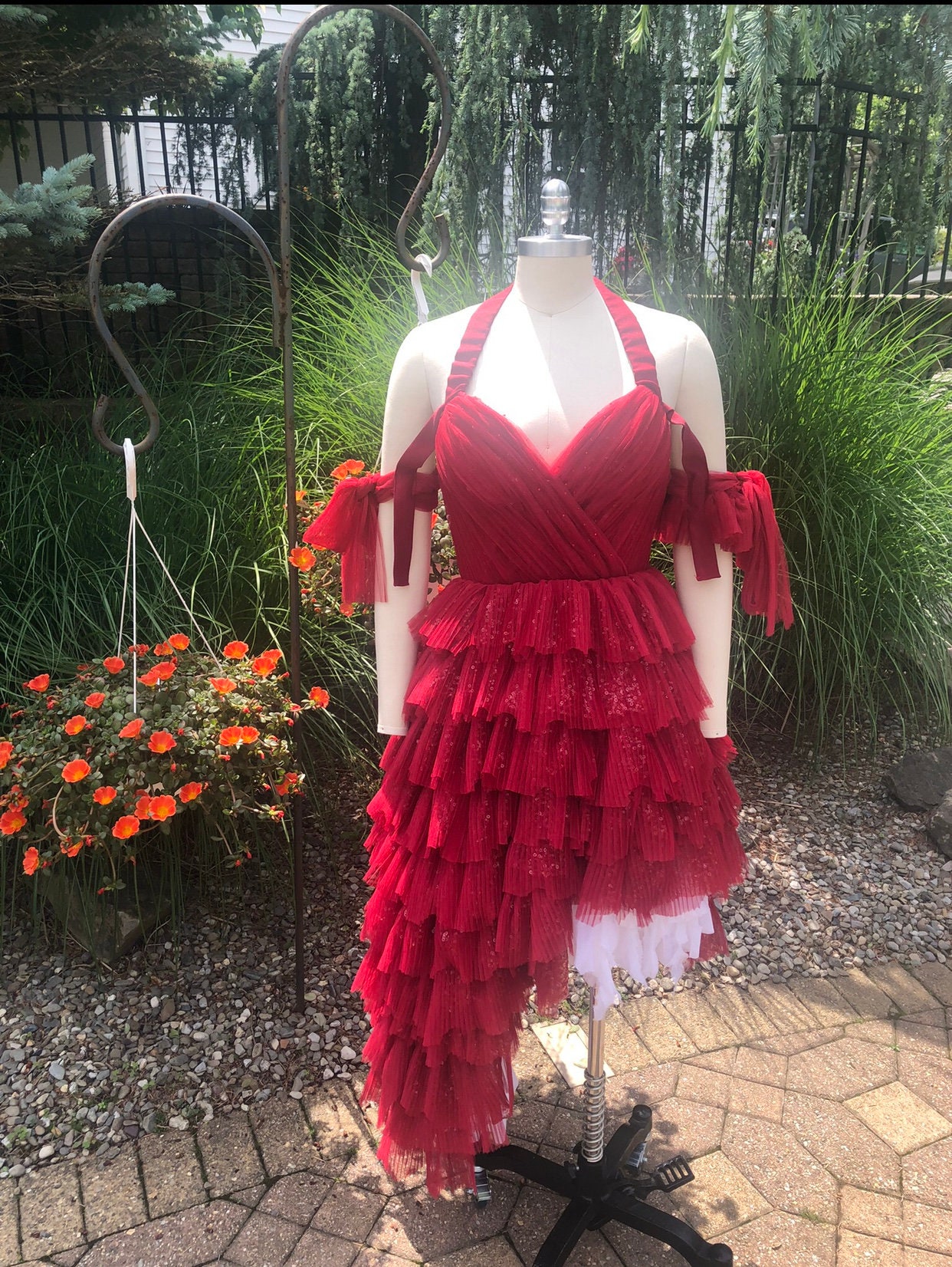strapless open back dress Harley Quinn Red Dress Costume - Adult, Official DC Product