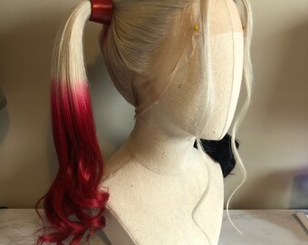 Harley Quinn Suicide Squad Black and Red Human Hair Wig - Etsy display picture 1