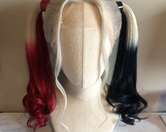 Harley Quinn Suicide Squad Black and Red Human Hair Wig