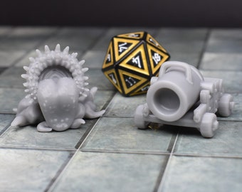 dnd Miniature Mortar Mimic for tabletop wargaming terrain games is 3D printed by GriffonCo Minis for dragon and dungeon games