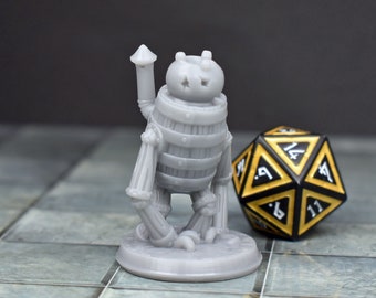 Fantasy dnd miniature Barrel Golem for tabletop wargaming is 3D printed by GriffonCo Minis for dragon and dungeon games