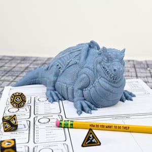 DND Miniature fat dragon Mega Chonky Dragon for tabletop role playing, wargaming miniature, and terrain games is 3D printed D&D Miniatures