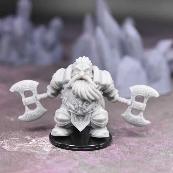 dnd dwarf miniature Sinar the Fearless unpainted miniatures for ttrpg wargaming terrain games is 3D printed