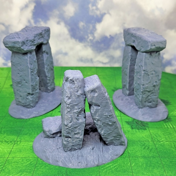 dnd terrain Stone Henge Set 3d printed tabletop terrain pieces for use as dnd scatter terrain and dnd accessories and wargaming terrain