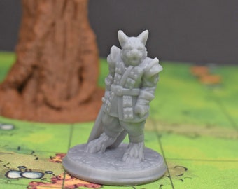 npc miniature Catfolk Sword tabaxi mini or dnd miniature pieces for tabletop wargaming terrain games is 3D printed to order