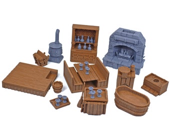 dnd terrain pieces Tavern and Inn accessories for fantasy tabletop wargaming village scatter and dungeon terrain