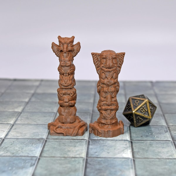 Dnd Totem Poles Miniature set  scatter terrain pieces for 28mm fantasy terrain wargaming is 3d printed and used for dnd accessories