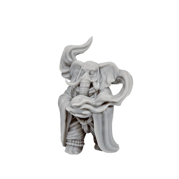 dnd figures anthropomorphic Elephantfolk Priestess Loxodon dnd miniatures for tabletop wargaming and miniature terrain wargames