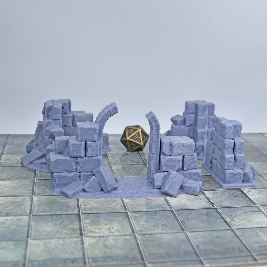 Miniature Terrain Building Ruins for Tabletop RPG Miniature Games Like TTRPG Miniature Wargames