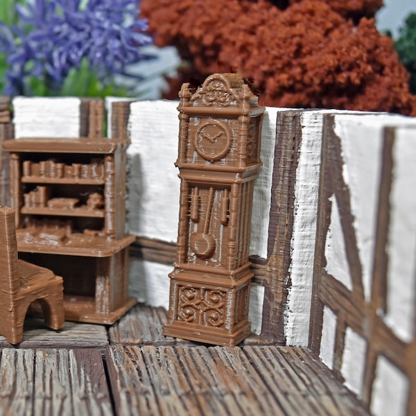 Dnd Village terrain Grandfather Clock to use as dnd accessories for tabletop terrain games and fantasy unpainted terrain