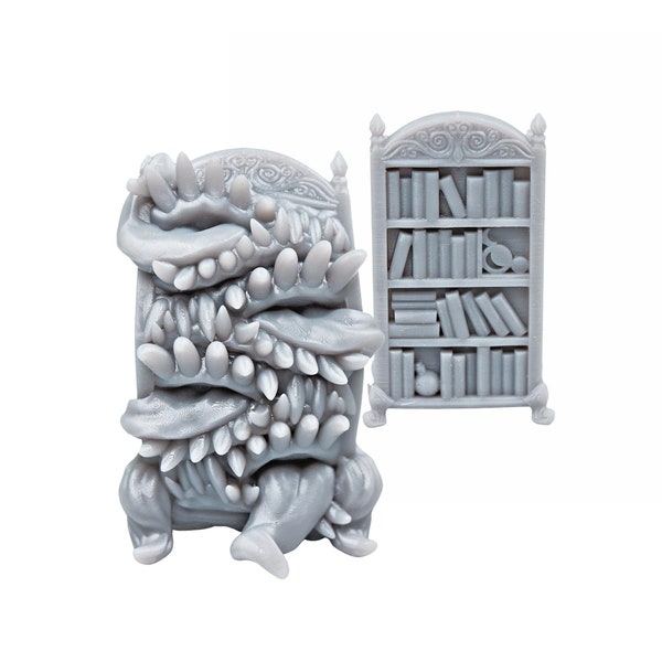 Mimic mini Bookcase unpainted dnd miniatures set for tabletop wargaming miniature games is 3D Printed by GriffonCo