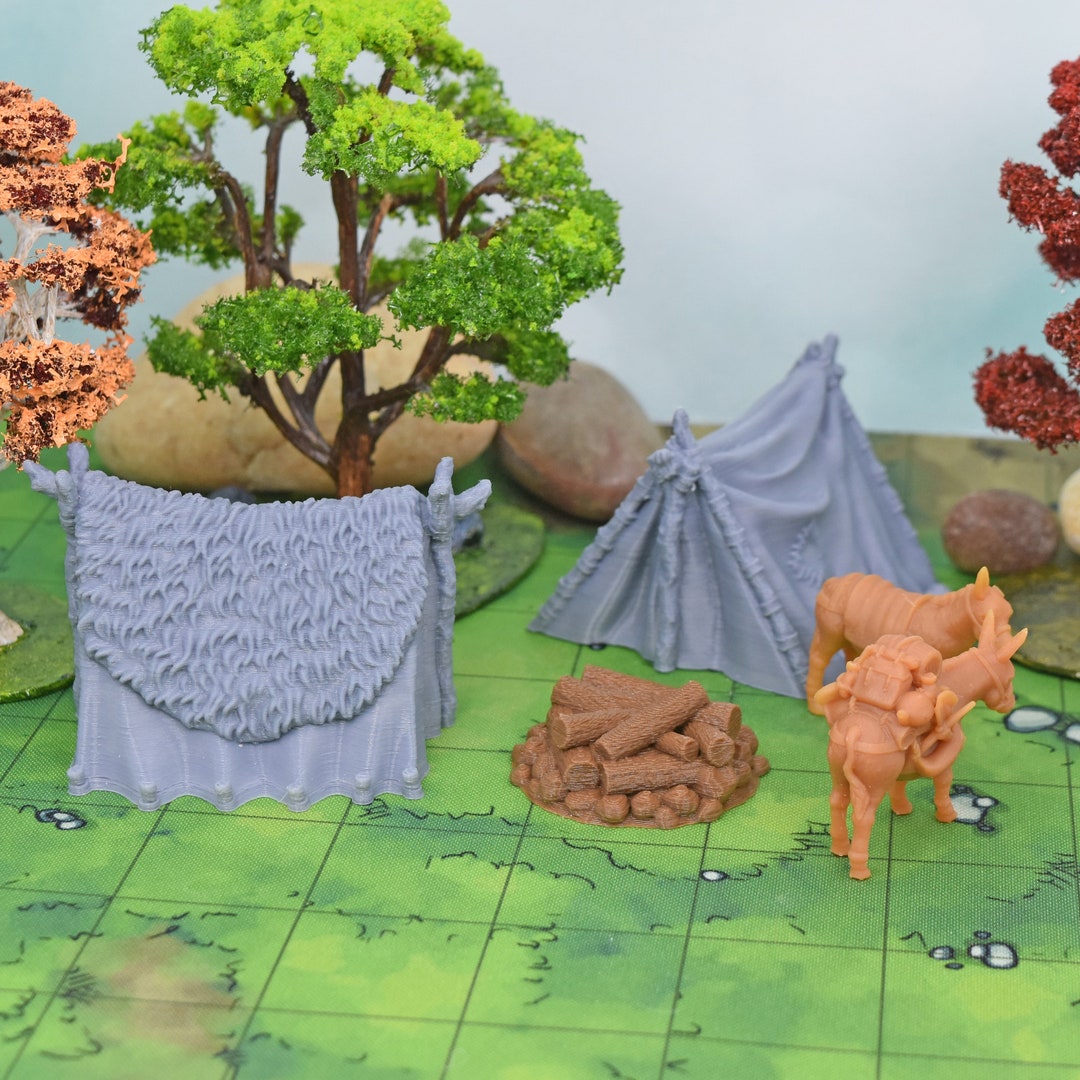 8-Piece Desert Tent Camp Set For D&D - Scatter Terrain & Tabletop Scenery, EC3D