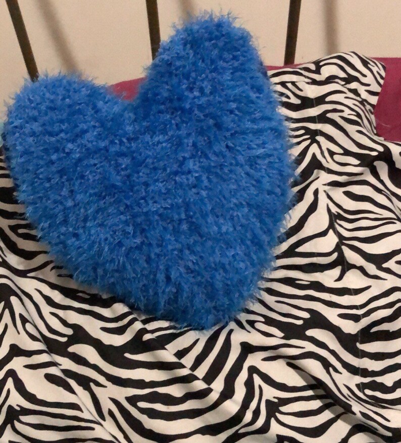 Fuzzy Knit Heart Pillow Etsy