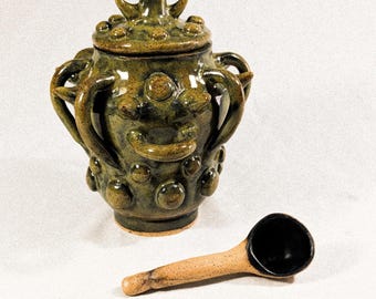 Ceramic Handmade Spice Jar with Spoon