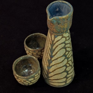 Ceramic Handmade Sake Set with Cups