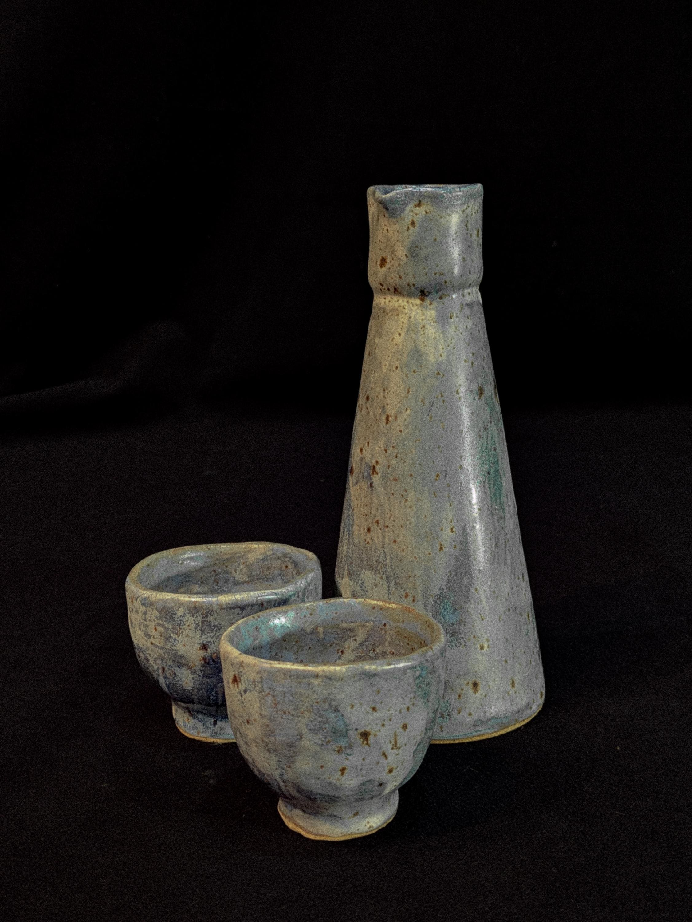 Ceramic Handmade Sake Set with Cups
