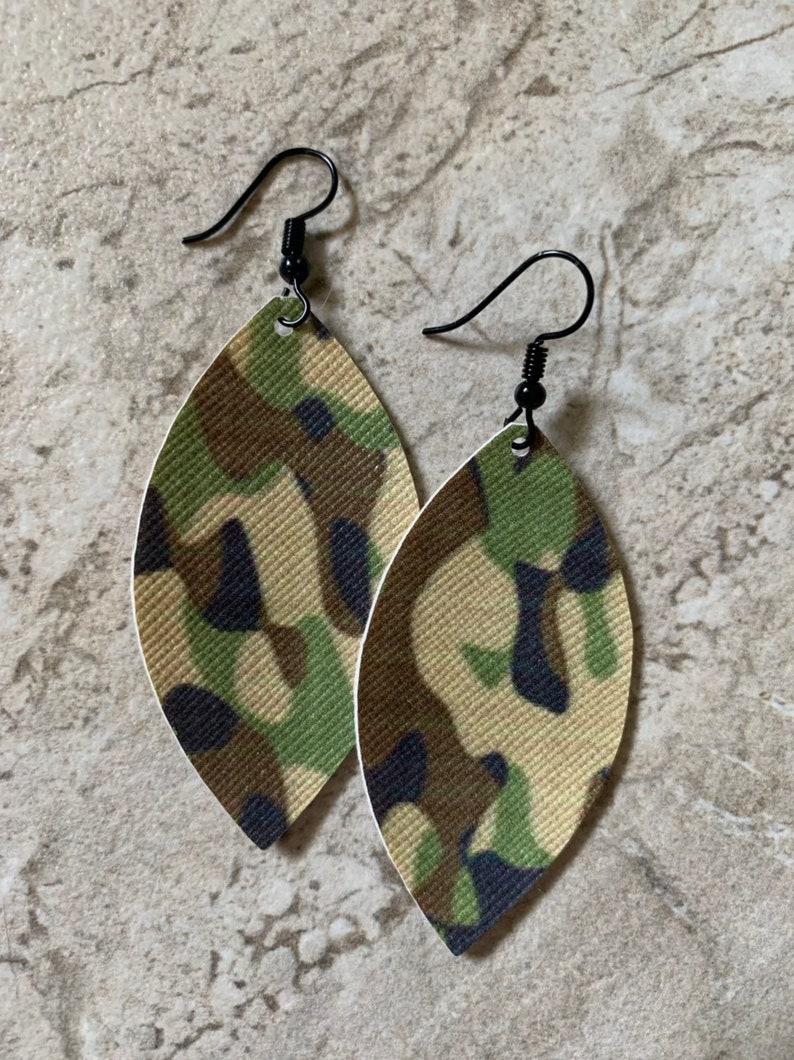 CAMO Faux Leather Earrings camo joanna gaines inspired Etsy