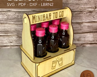 Minibar to go - fun liquor gift for Father's Day or birthdays, decoration, craft template, last minute, lantern art, SVG laser template