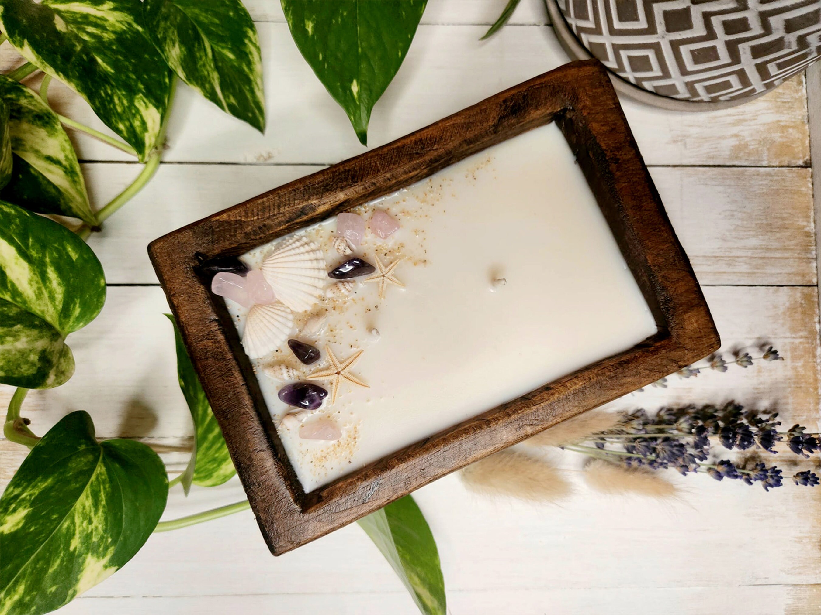 DIY Candle Making Kit With Crystalsflowers, Dough Bowl/glass Jars