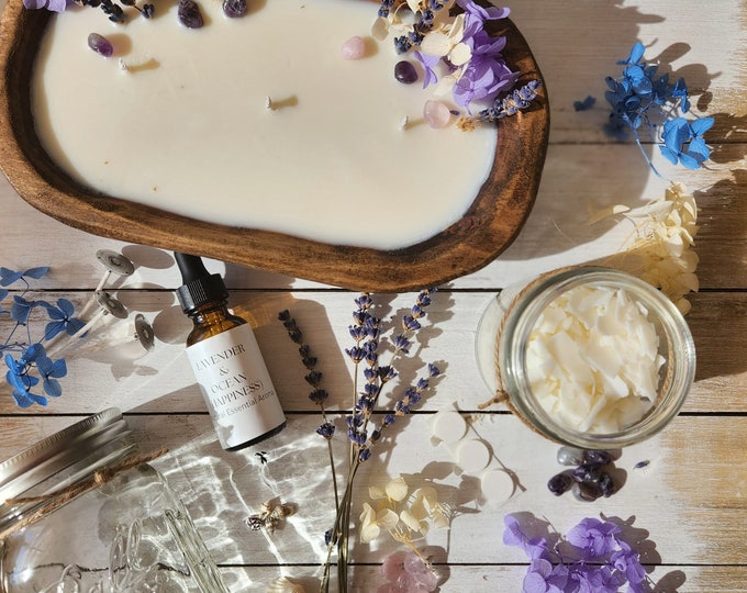 DIY Candle Making Kit With Crystalsflowers, Dough Bowl/glass Jars