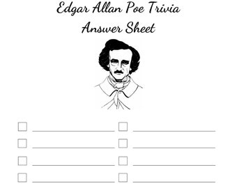 Digital File Edgar Allan Poem Trivia Game and Answer Sheet