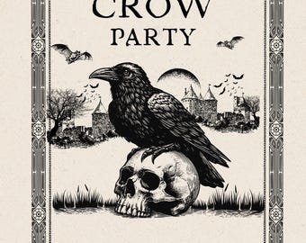 Crow Party Invitation- Digital- Customizable