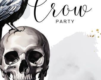 Crow Party Invitation- Digital- Customizable