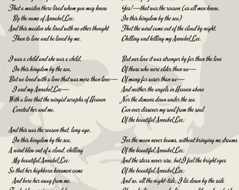 Digital File Annabel Lee Poem by Edgar Allan Poe