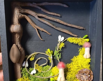 Cottage Hardcore Shadowbox Mushrooms & Tree of Life