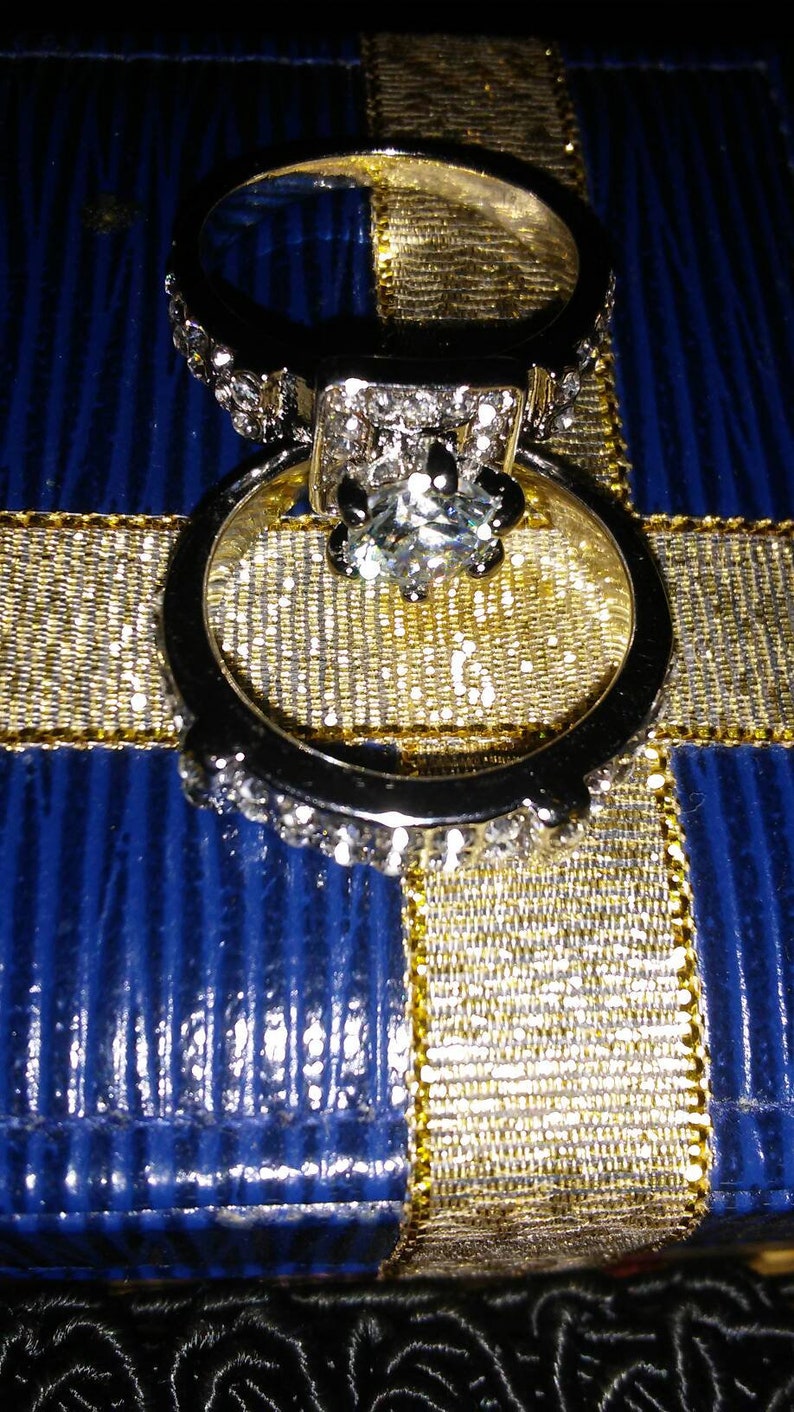 Cubic Zirconia Gorgeous Silvertone CZ Size 8 Wedding Band Set