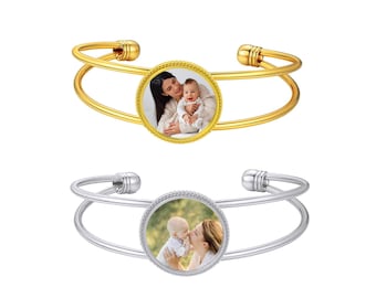 Photo Bracelet, Photo Bangle Bracelet, Pet Photo Bracelet, Photo Charm Expandable Bracelet, Gift for her  1 Pack