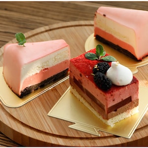 Juego de 600 bases para postres y tartas de tamaño pequeño, de una sola porción, para bodas, cumpleaños y panadería, en dorado, negro, plateado, redondo, cuadrado y triangular