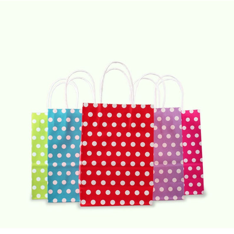 Small/medium Decorative Polka Dot Paper Gift Bags With Handle - Etsy