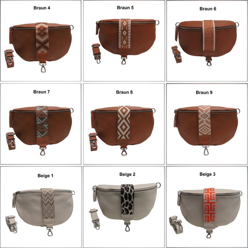 Bum bag leather handbag for woman or man genuine leather bag shoulder bag crossbody wide bag strap strap with pattern gift idea image 5