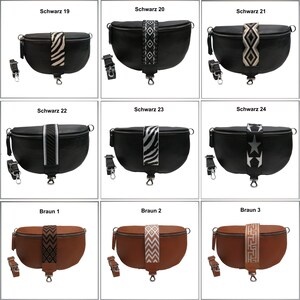 Bum bag leather handbag for woman or man genuine leather bag shoulder bag crossbody wide bag strap strap with pattern gift idea image 4