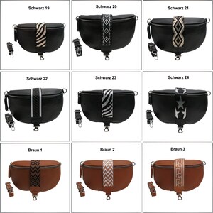 Bauchtasche Leder Handtasche für Frau oder Mann echt Ledertasche Schultertasche Crossbody breiter Taschengurt Gurt mit Muster Geschenkidee Bild 4