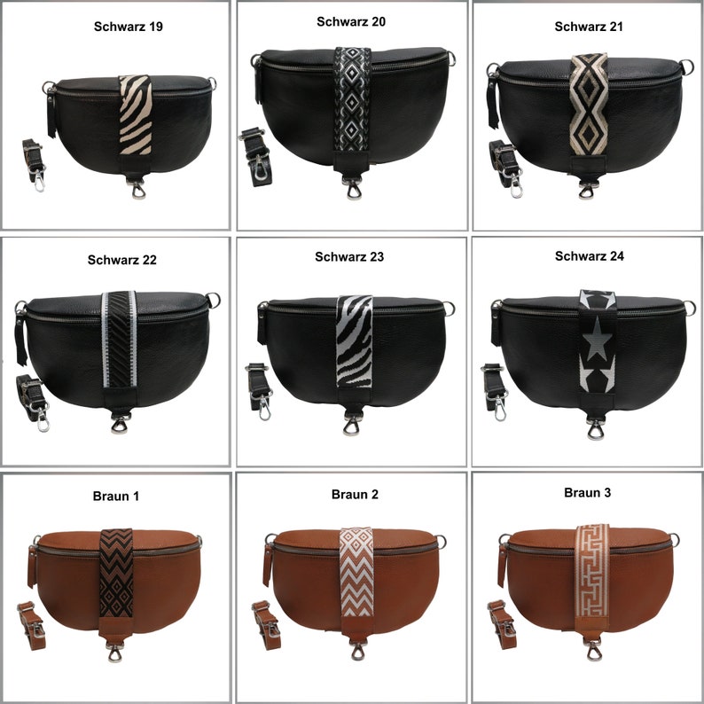 Heuptasje leren handtas voor dames of heren, echte leren tas, schoudertas, crossbody, brede tasriem, met patroon cadeau-idee afbeelding 4