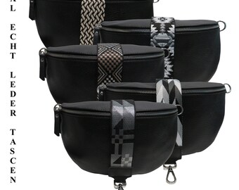 XL30 x 19 x 9 cm. Echt lederen zwarte crossbody tas heuptasje schoudertas heuptas dames en heren leren tas met 2 zakriemen