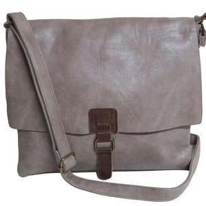 Messenger bag, shoulder bag, courier bag, shoulder bag, leather shoulder bag, plain bag, shoulder strap, laptop bag, leather bag Tasche Taupe