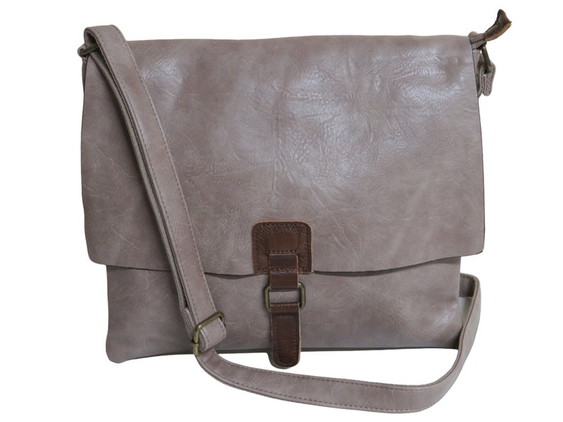 Messenger bag, shoulder bag, courier bag, shoulder bag, leather shoulder bag, plain bag, shoulder strap, laptop bag, leather bag Tasche Taupe