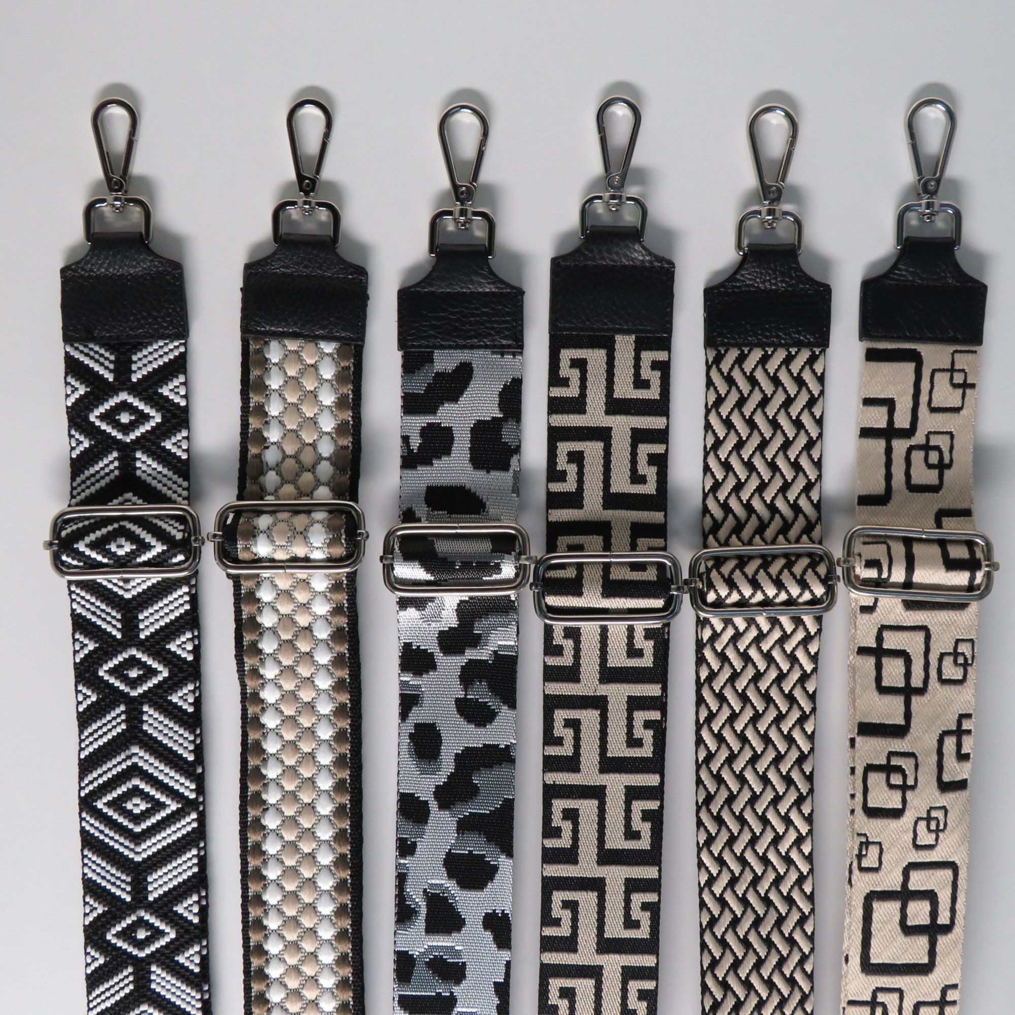 New style Ethnic Strap，Black Purse Strap,Crossbody Bag Chain Strap，Handbag  Handle Chain,Nylon Belt,Adjustable 55 Inches Long,1.5 Width